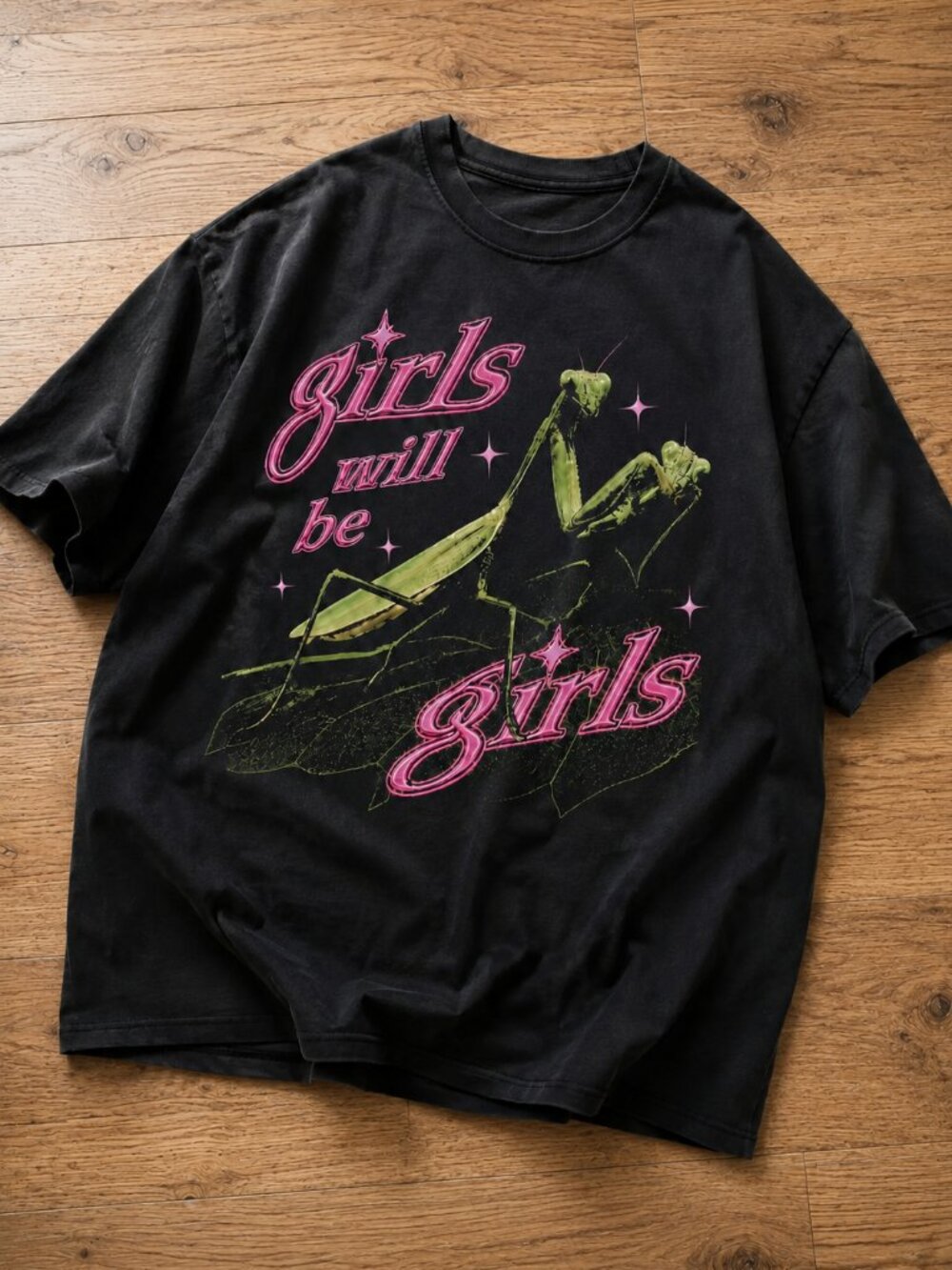 Y2K-inspired Girls Will Be Girls Mantis Goth Baby Tee Y2K Grunge